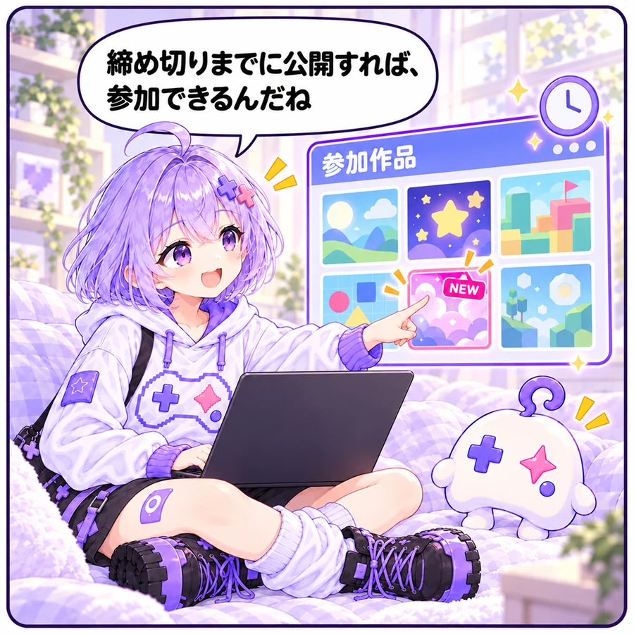 アソビ「締め切りまでに公開すれば、参加できるんだね」