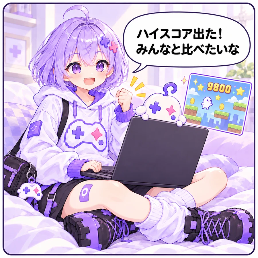 アソビ「ハイスコア出た!みんなと比べたいな」